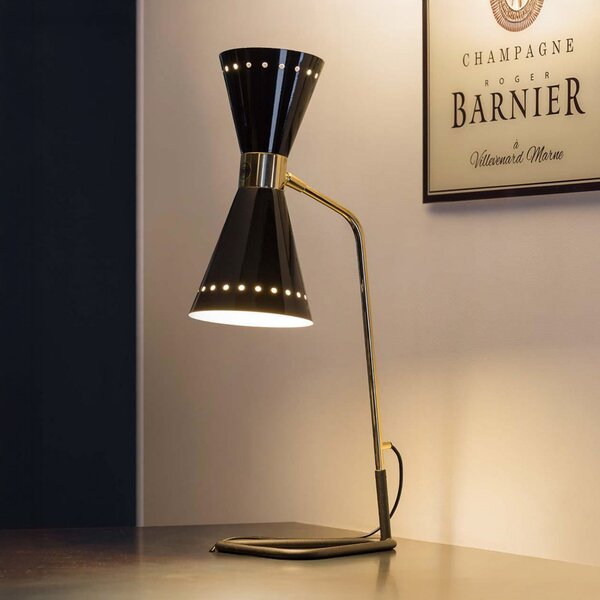 Lampa Stołowa Stilnovo, Megafono, czarny, salon, metal, design