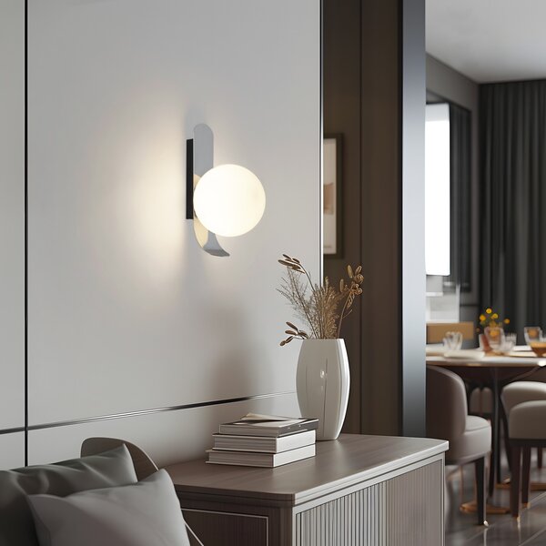 Lampa Ścienna NOLA, Pearl, metaliczny, salon, szkło, design