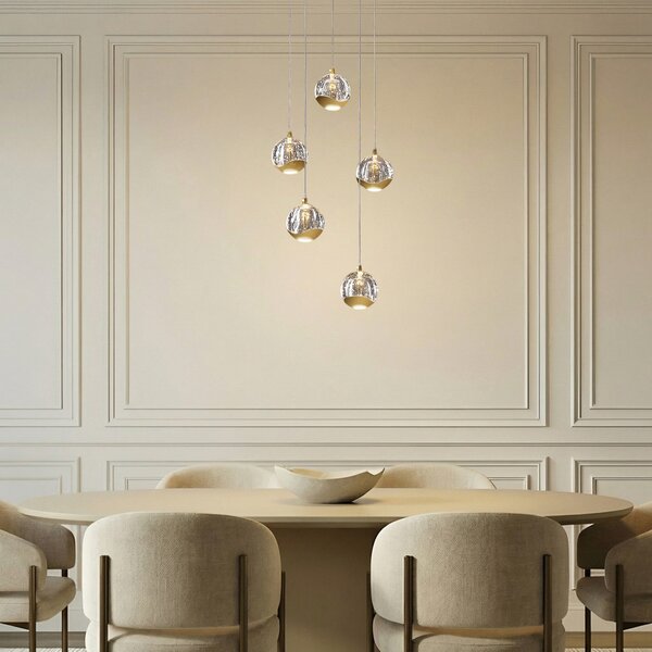 Lampa Wisząca Lucande, Hayley, transparentny, salon, szkło, nowoczesny