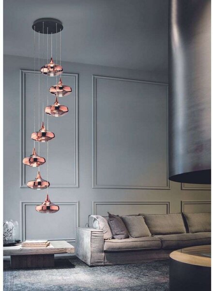 Lampa Wisząca Lodes, ściemnialny, złoty | mosiężny, salon, szkło