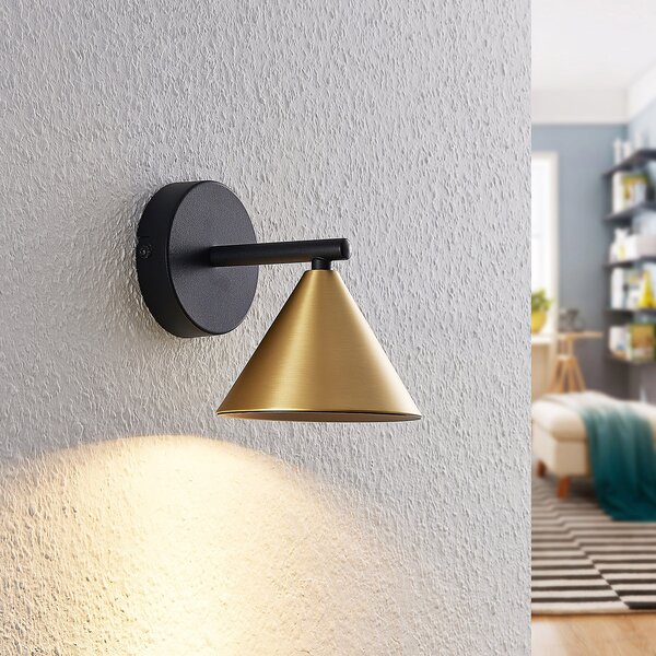 Lampa Ścienna Lucande, Kartio, ściemnialny, czarny, salon, metal, design
