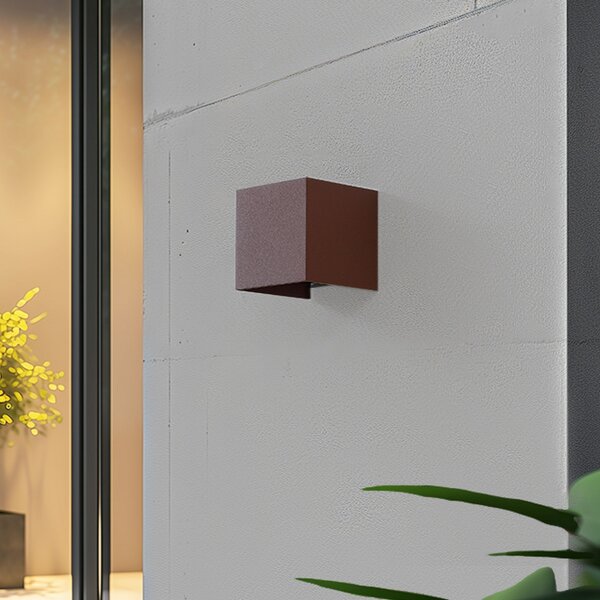 Zewnętrzna Lampa Lindby, Dara, ściemnialny, brąz rdzawy, balkon, aluminium, nowoczesny