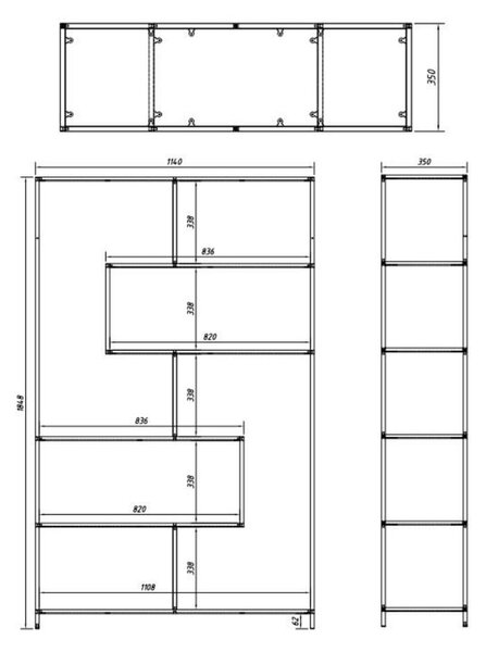 Czarno-naturalny regał w dekorze dębu 114x185 cm Seaford – Actona