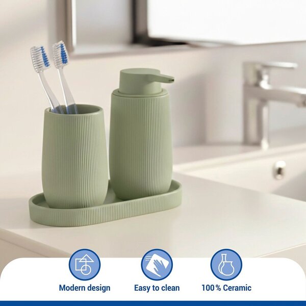 Zielony organizer łazienkowy ceramiczny Fablo – Wenko