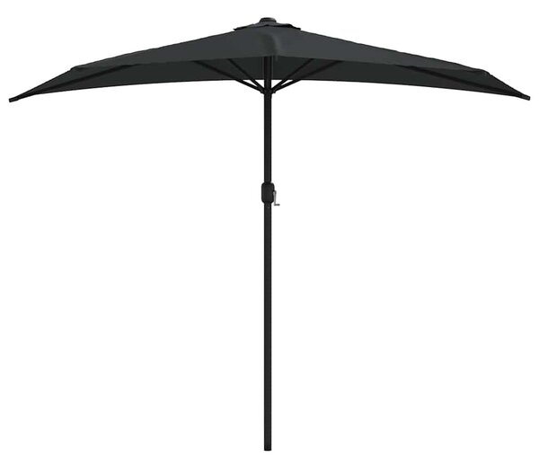Półparasol balkonowy, aluminiowy słupek, czarny, 270x144x222 cm