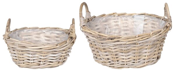Kosz na rośliny 2 szt. Naturalna szarość Rattan Kubu