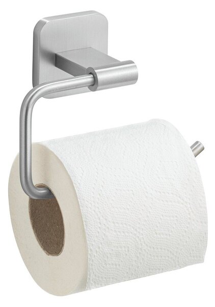 Uchwyt na papier toaletowy z mocowaniem Turbo-loc ze stali nierdzewnej w kolorze matowego srebra bez wiercenia Porto – Wenko