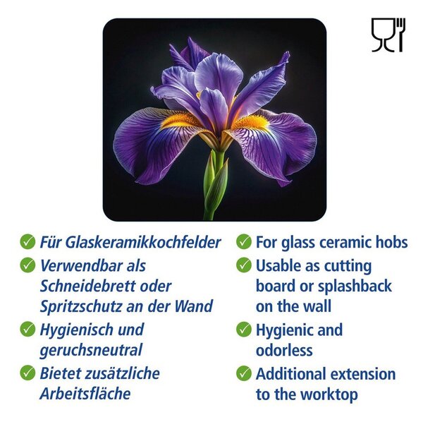 Płyta ochronna na ścianę przy kuchence ze szkła hartowanego 50x56 cm Iris – Wenko