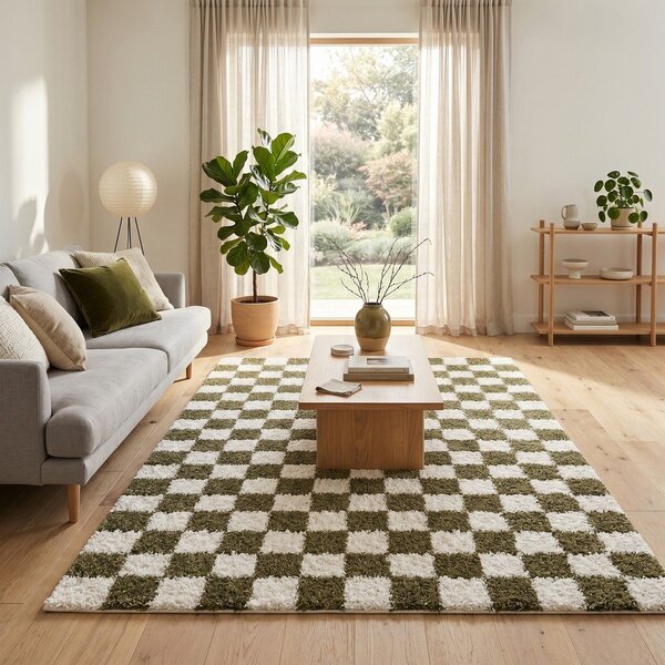 Ciemnozielony/kremowy dywan 120x170 cm Grida – ESTE
