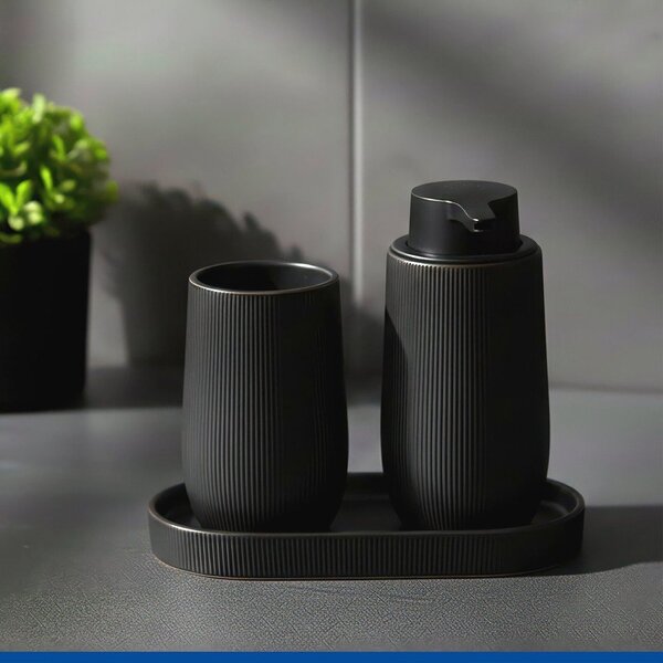 Czarny organizer łazienkowy ceramiczny Fablo – Wenko
