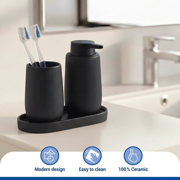 Czarny organizer łazienkowy ceramiczny Fablo – Wenko