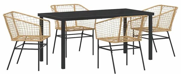 Zestaw Mebli Ogrodowych Komplet Jadalniany 5-Częściowy Brązowy Rattan Na Taras Balkon Ogród
