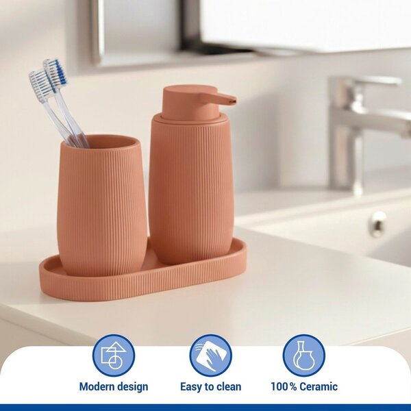 Brązowy organizer łazienkowy ceramiczny Fablo – Wenko