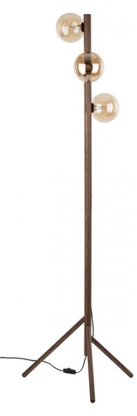 Lampa podłogowa TK Lighting Estera Wood 16151 drewniana brąz + 3 szklane klosze bursztynowe, G9, włącznik nożny, 150 cm