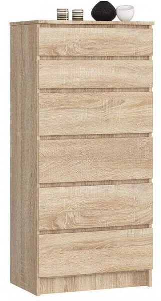 Komoda do sypialni, pokoju, 6 szuflad, STILO, 60x40x130 cm, dąb sonoma, mat | TYLETEGOTU