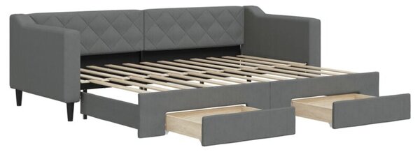 Sofa rozsuwana z szufladami, ciemnoszara, 80x200 cm, tkanina