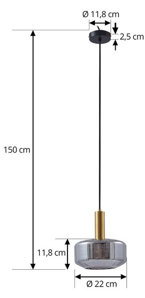 Lampa wisząca szklana Hildur Lindby, możliwość ściemniania, aluminiowy / szary / cynkowy, salon / jadalnia, szkło
