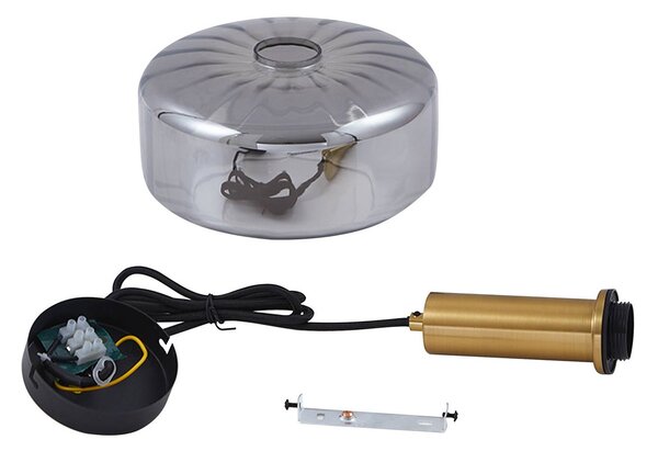 Lampa wisząca szklana Hildur Lindby, możliwość ściemniania, aluminiowy / szary / cynkowy, salon / jadalnia, szkło