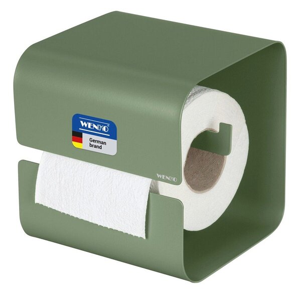 Zielony stalowy uchwyt na papier toaletowy z mocowaniem Turbo-loc bez wiercenia Lizan – Wenko
