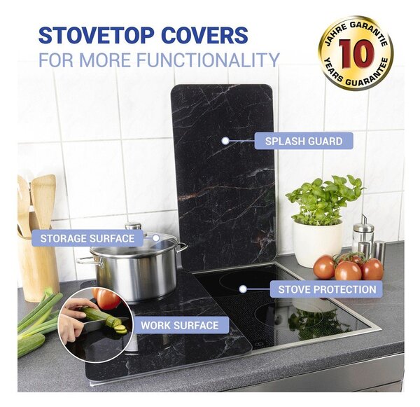 Płyty ochronne na kuchenkę zestaw 2 szt. ze szkła hartowanego 52x30 cm Black Marble – Wenko