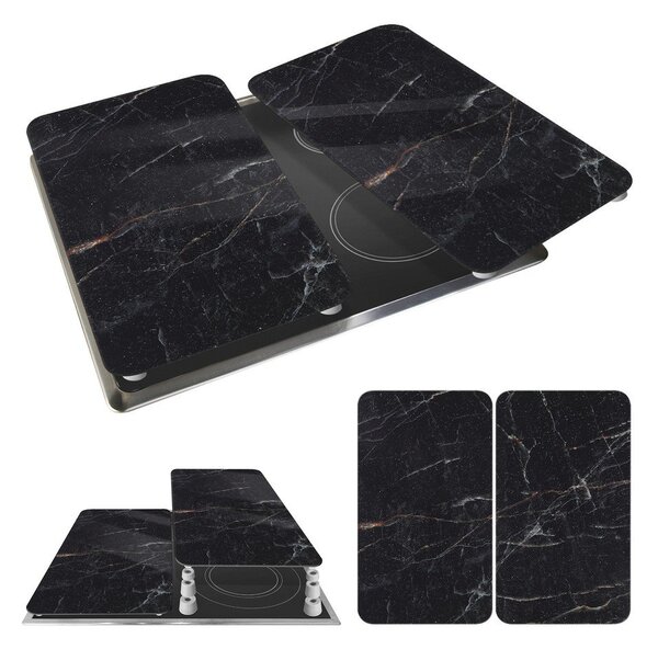 Płyty ochronne na kuchenkę zestaw 2 szt. ze szkła hartowanego 52x30 cm Black Marble – Wenko