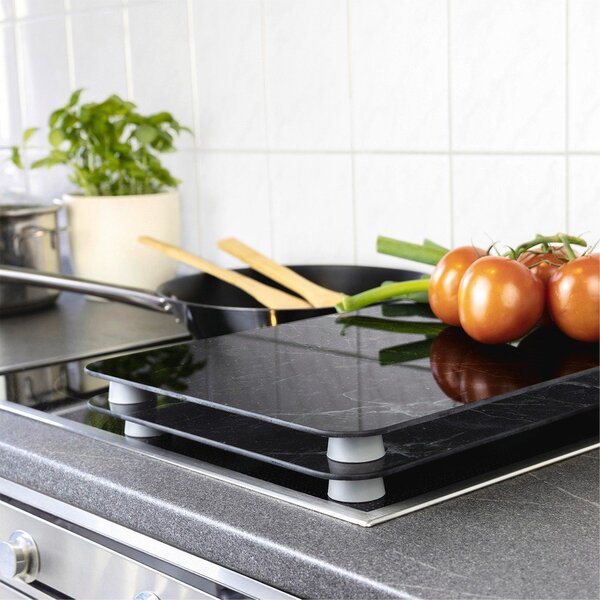 Płyty ochronne na kuchenkę zestaw 2 szt. ze szkła hartowanego 52x30 cm Black Marble – Wenko