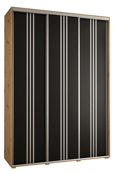 Szafa przesuwna wysoka Davos 6 170, gł. 60 cm artisan + czarny + srebrny