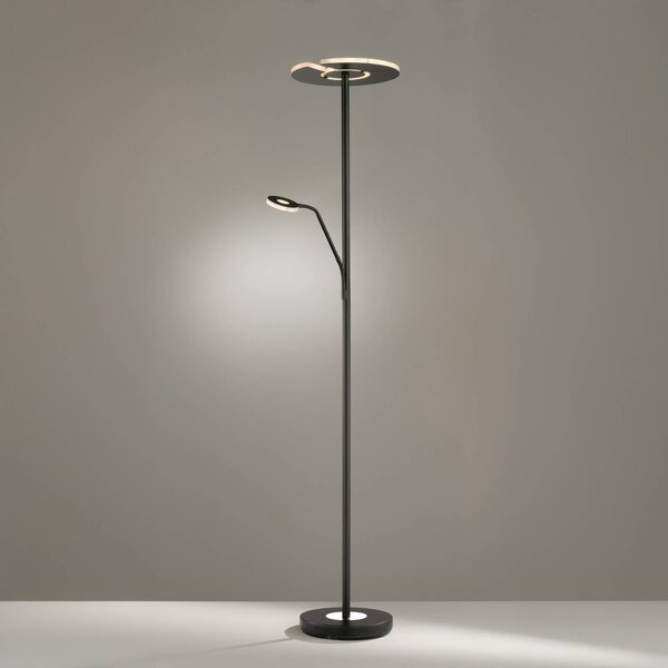 FISCHER & HONSEL Lampa stojąca LED Dent, możliwość ściemniania, czarny, salon / jadalnia, metal, nowoczesny