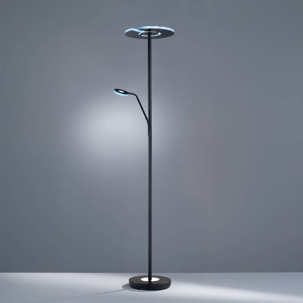 FISCHER & HONSEL Lampa stojąca LED Dent, możliwość ściemniania, czarny, salon / jadalnia, metal, nowoczesny