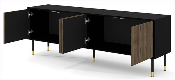 Frezowana szafka pod TV czarny + orzech pacyfik G9-B15