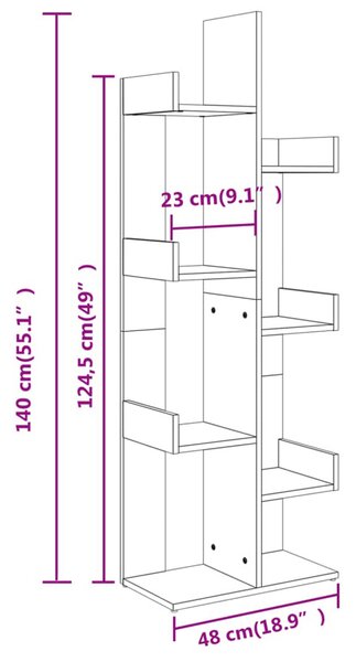 Biały regał z 8 pólkami C3-K20