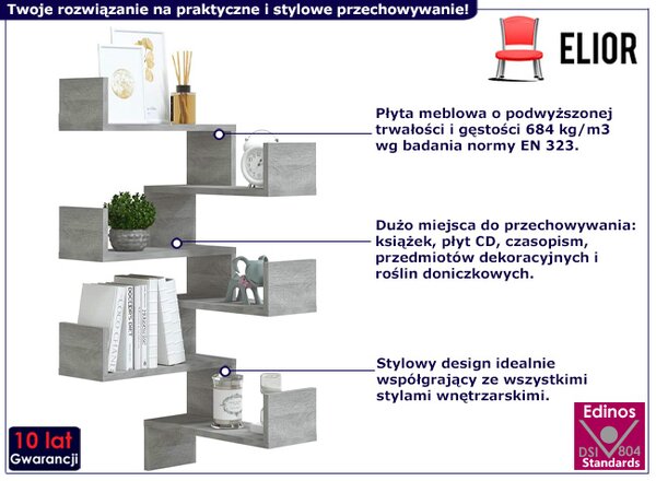 Ścienna półka narożna szary dąb D0-L21