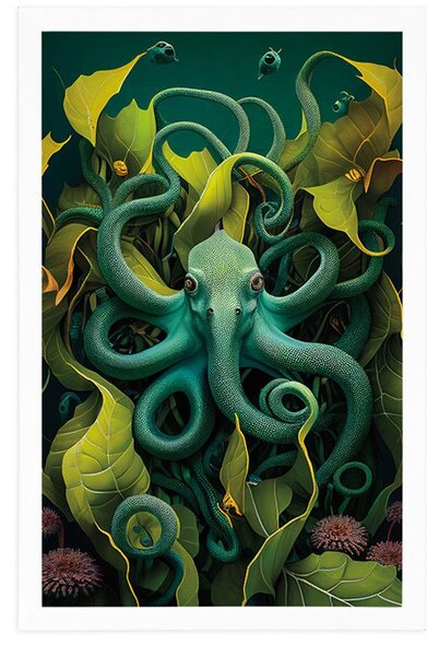 Plakat surrealistyczna ośmiornica