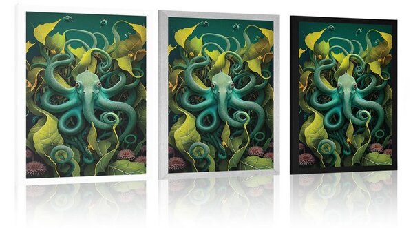 Plakat surrealistyczna ośmiornica