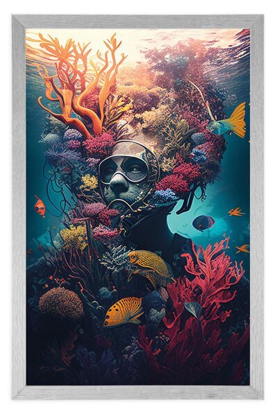 Plakat surrealistyczny nurek