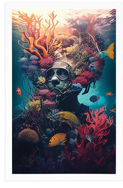 Plakat surrealistyczny nurek