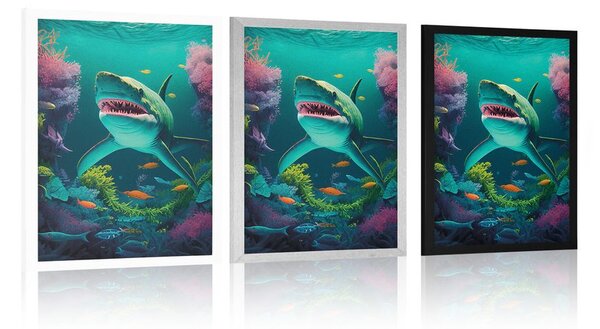Plakat surrealistyczny rekin