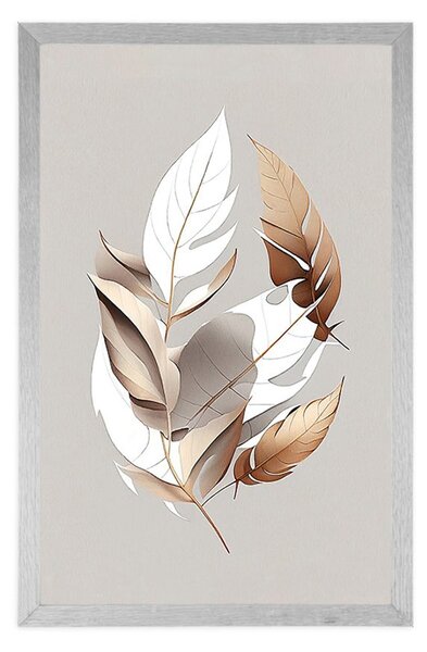 Plakat minimalistyczne miedziane liście