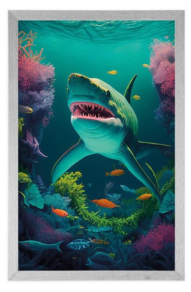Plakat surrealistyczny rekin