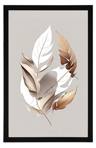 Plakat minimalistyczne miedziane liście