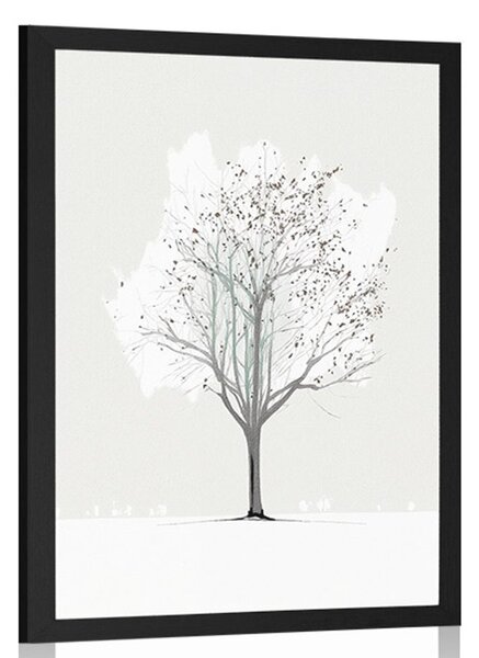 Plakat minimalistyczne drzewo zimą