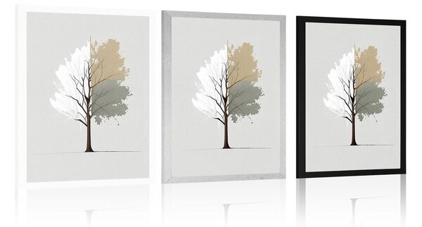 Plakat minimalistyczne wielokolorowe drzewo