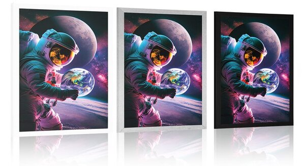 Plakat astronauta w kosmosie
