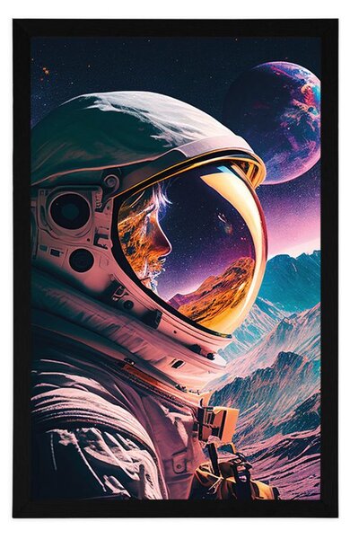 Plakat tajemniczy profil kosmonauty