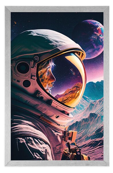 Plakat tajemniczy profil kosmonauty