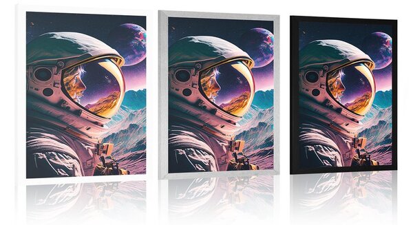 Plakat tajemniczy profil kosmonauty