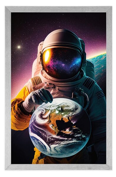 Plakat kosmonauta w nieznanej atmosferze