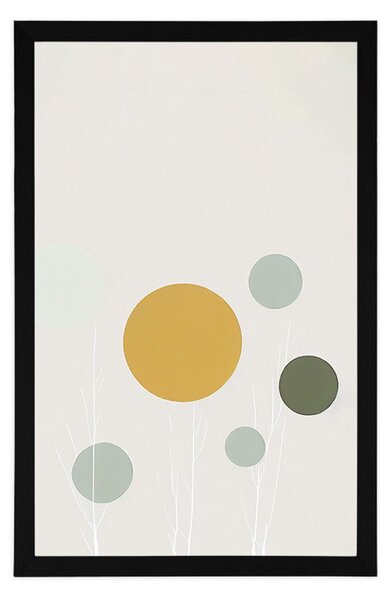 Plakat minimalistyczne drzewa z okręgami
