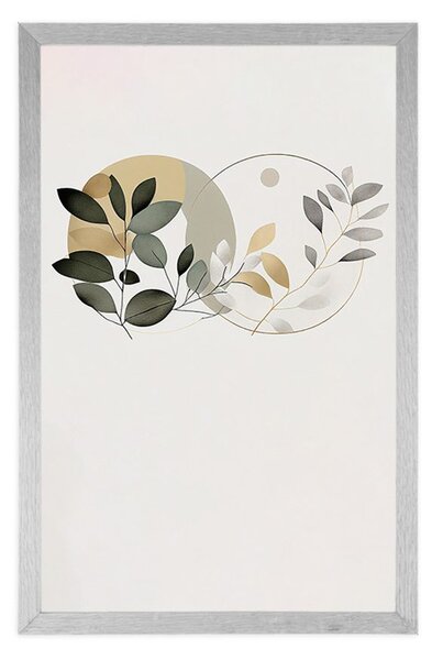 Plakat boho liście w kręgach