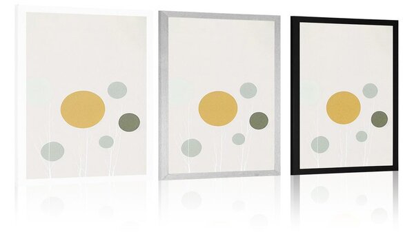 Plakat minimalistyczne drzewa z okręgami